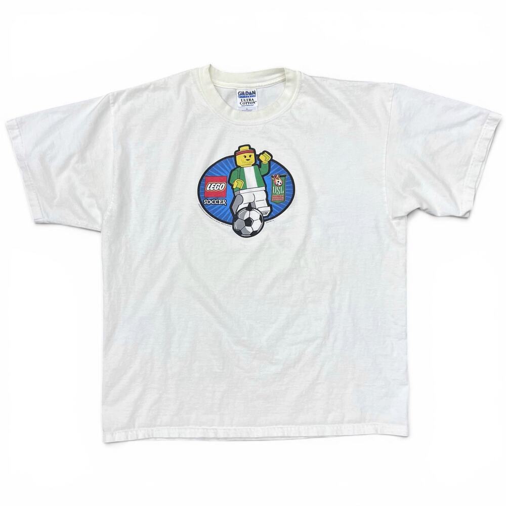 Vintage 2001 LEGO Soccer USL T Shirt XL White Soccer Tee World Cup Minifig Sport